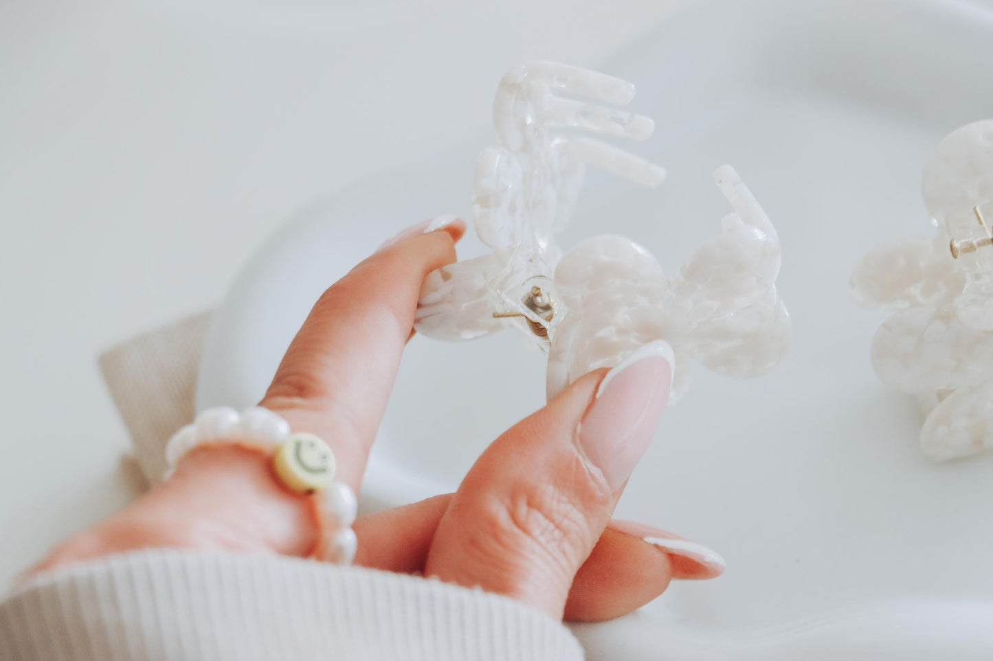 Haarklammer | Flower Cream, mini | Haarschmuck Kinder