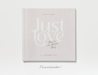 Gästebuch | Just love, beige, personalisiert | Ausfüllbuch, Erinnerungsbuch