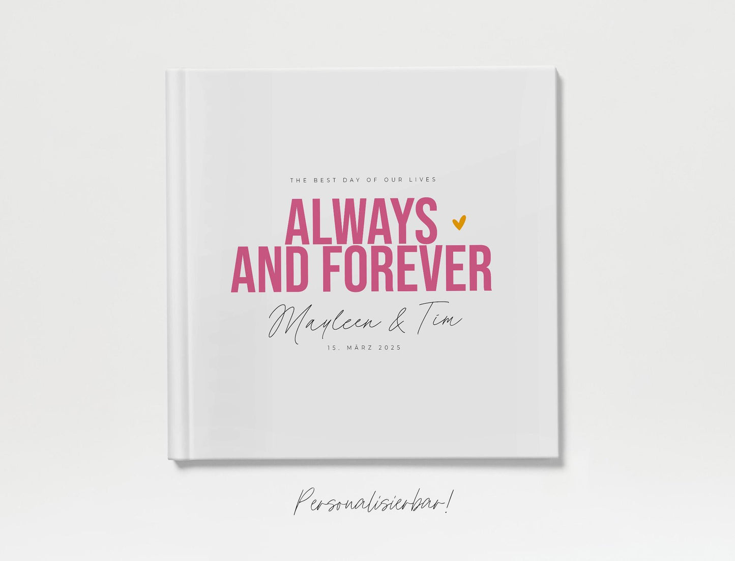 Gästebuch | Always & forever, pink/orange, personalisiert | Ausfüllbuch, Erinnerungsbuch | Gästebuch Hochzeit personalisierbar