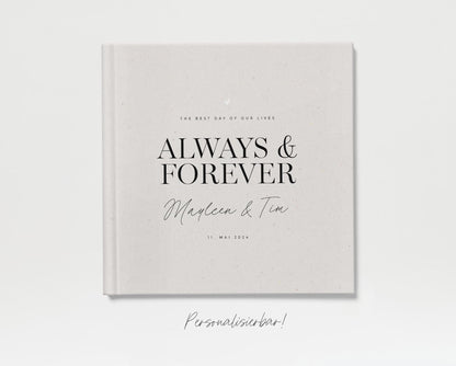 Gästebuch Hochzeit | Always & forever, beige, personalisiert | Ausfüllbuch, Erinnerungsbuch