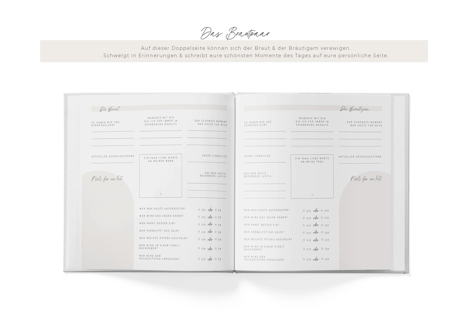 Gästebuch Hochzeit | Always & forever, beige, personalisiert | Ausfüllbuch, Erinnerungsbuch