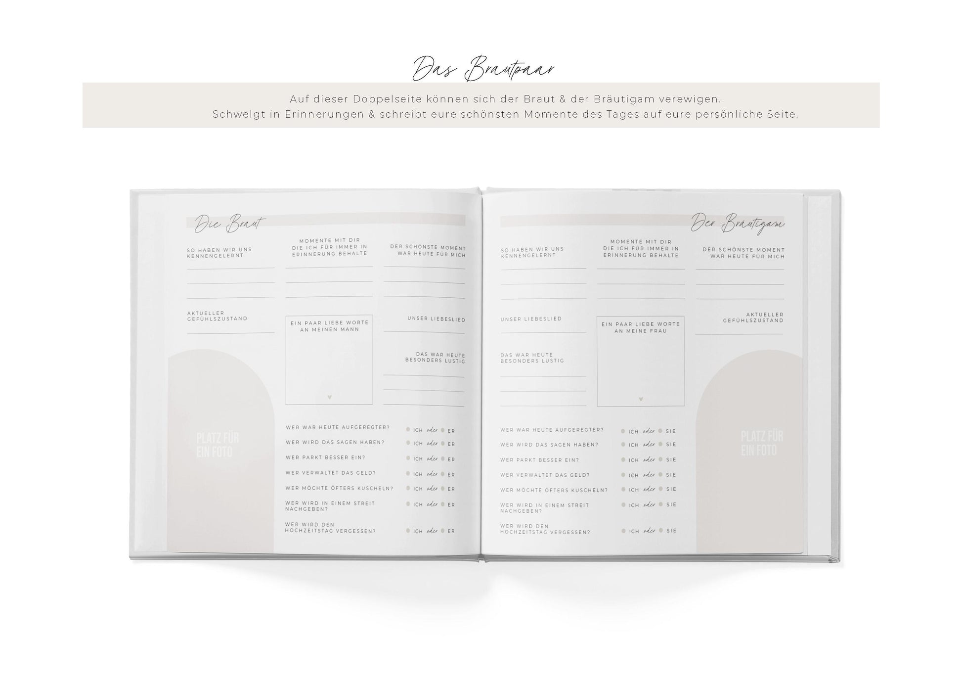 Personalisiertes Hochzeitsgästebuch | Always & forever, beige/rot, personalisiert | Gästebuch Hochzeit personalisierbar | Erinnerungsbuch
