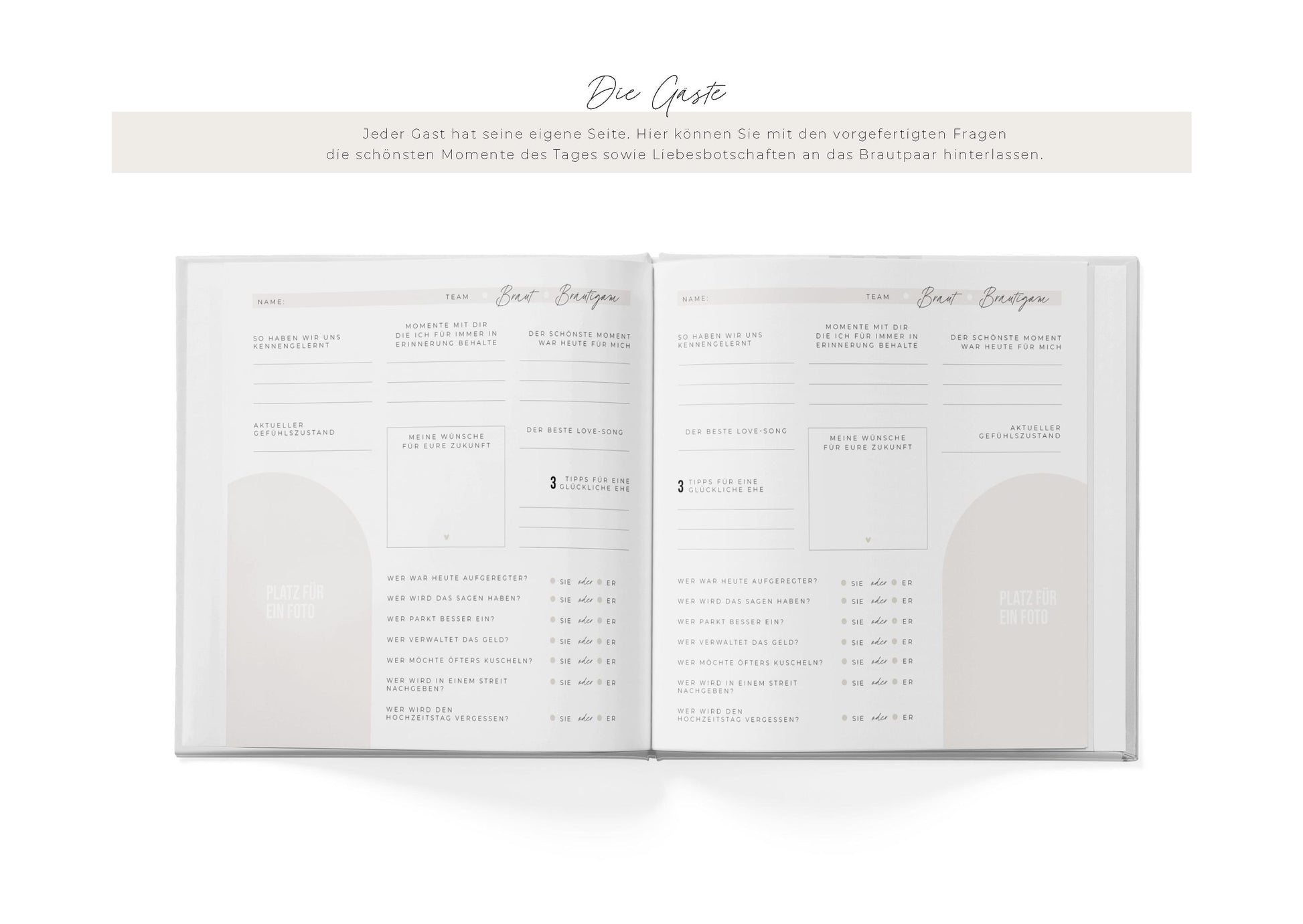 Personalisiertes Hochzeitsgästebuch | Always & forever, beige/rot, personalisiert | Gästebuch Hochzeit personalisierbar | Erinnerungsbuch